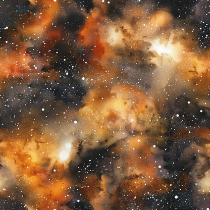 Brown Painted Galaxy Pattern 11 Quilting Cotton Fabric