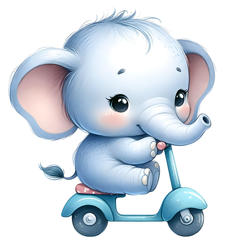 Baby Boy Elephant Fabric Panel 50