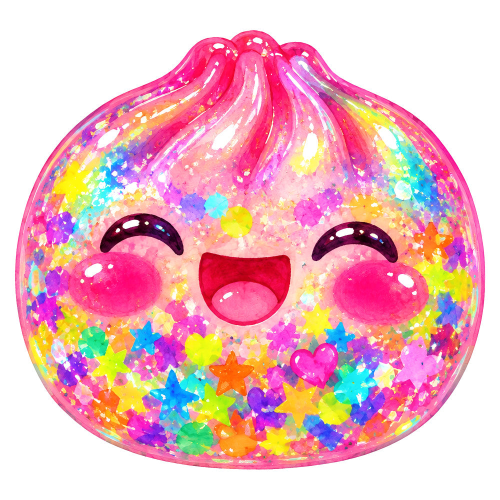 hot pink, rainbow, multicolor, bright pink, magenta, yellow, turquoise, purple, orange, lime green, glitter, sparkle, stars, hearts, confetti, cute, whimsical, playful, children, kids, festive, fun, colorful, joyful, cheerful, character face, smiling face, happy, vibrant, embellished