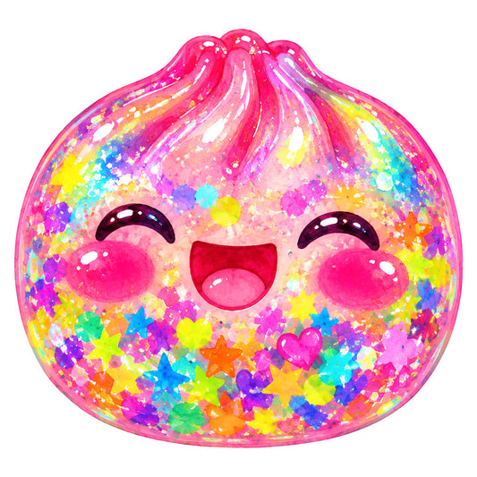 hot pink, rainbow, multicolor, bright pink, magenta, yellow, turquoise, purple, orange, lime green, glitter, sparkle, stars, hearts, confetti, cute, whimsical, playful, children, kids, festive, fun, colorful, joyful, cheerful, character face, smiling face, happy, vibrant, embellished