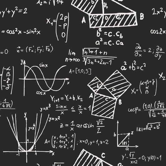 Mathematical Formulas on Chalkboard Pattern 1 Quilting Cotton Fabric