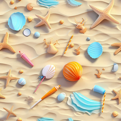 Seashell Shores Pattern 3 Minky Fabric