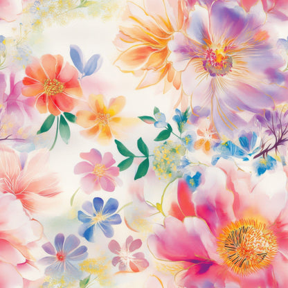 Watercolor Petal Garden Pattern 12 Minky Fabric