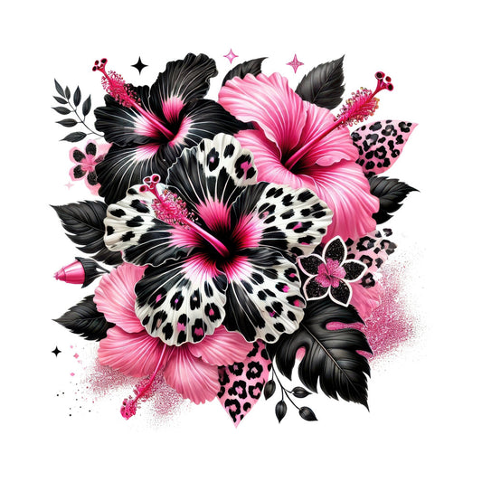 hot pink, black, ivory, magenta, leopard print, floral, butterflies, hibiscus, nature, whimsical, elegant, modern, botanical, animal print, stars, sparkle, glitter, leaves, leopard spots, pink and black, bold, vibrant, artistic, celestial, decorative, ornamental, flower petals, wings, contemporary, glamorous