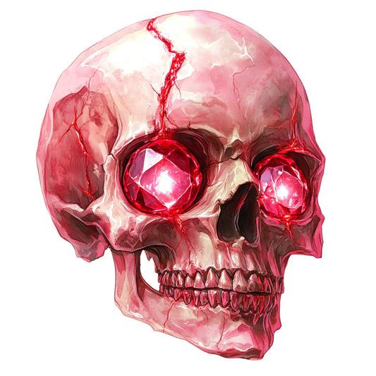 hot pink, deep red, crimson, rose, magenta, pink gradient, skull, anatomical, gothic, edgy, modern, alternative, dark, bold, dramatic, glowing eyes, luminous, artistic, illustration, contemporary, punk rock, horror, halloween, dark aesthetic, statement piece, unique, artistic print, eye-catching, trend-forward