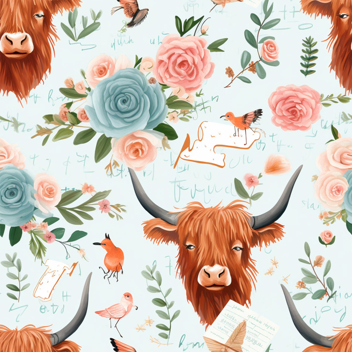 Pastel Pasture Pattern 8 Minky Fabric