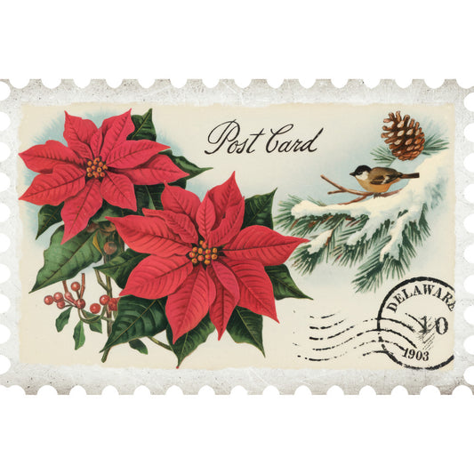 Vintage Christmas Postage Fabric Panel 5