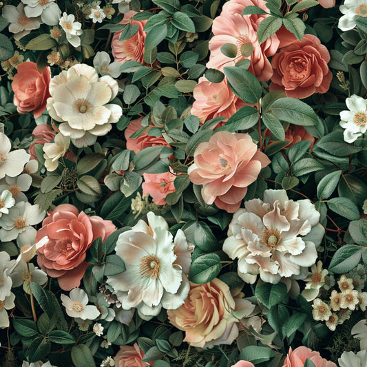 Realistic Flower Patch Pattern 9 Quilting Cotton Fabric