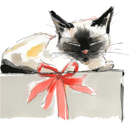 Handdrawn Christmas Cats Fabric Panel 35