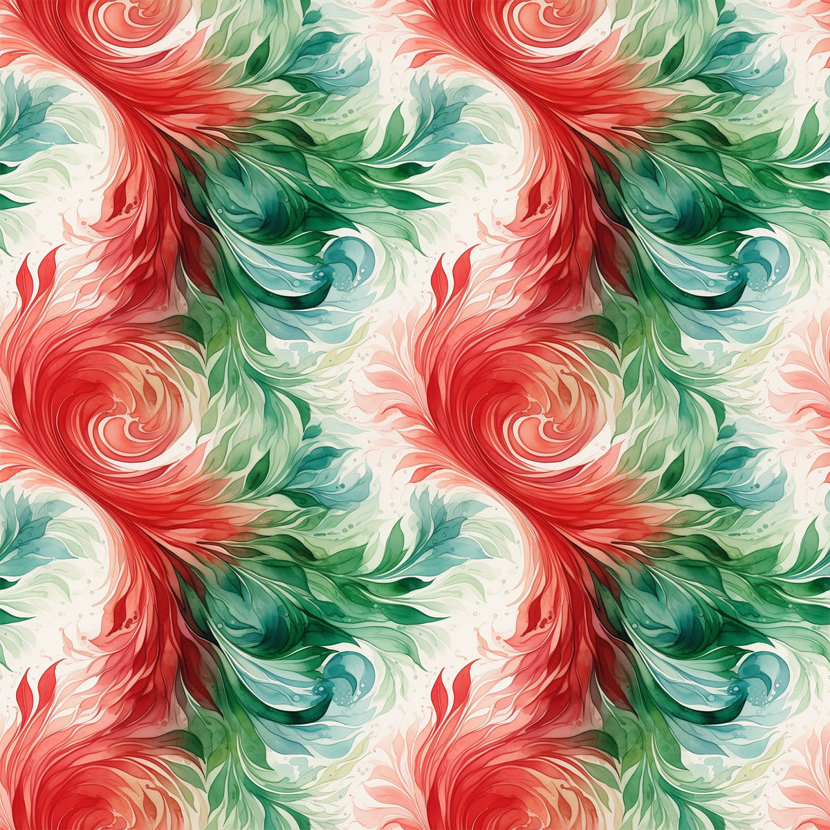 Peppermint Plumes Pattern 3 Minky Fabric