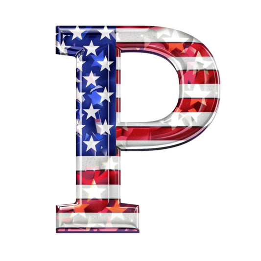 Grunge American Flag Alphabet Fabric Panel 23