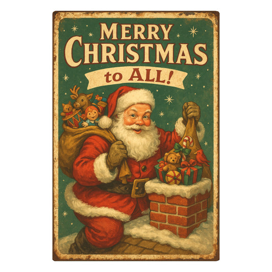Vintage Christmas Poster Fabric Panel 4