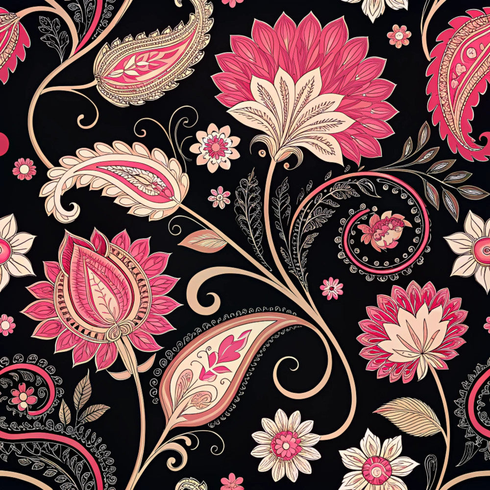 Midnight Paisley Garden Pattern 2 Minky Fabric