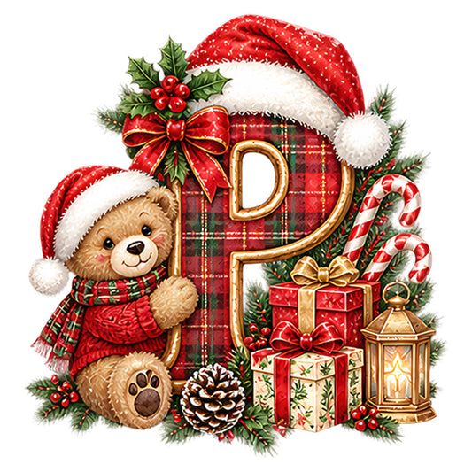 christmas, holiday, teddy bear, plaid, tartan, red, cream, forest green, gold, candy canes, pinecones, holly, berries, santa hat, gifts, presents, lantern, bows, ribbons, festive, whimsical, traditional, vintage, cozy, winter, seasonal, children, cute, decorative, panel print