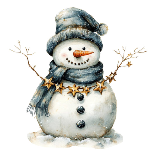 Watercolor Christmas Snowman Fabric Panel 1