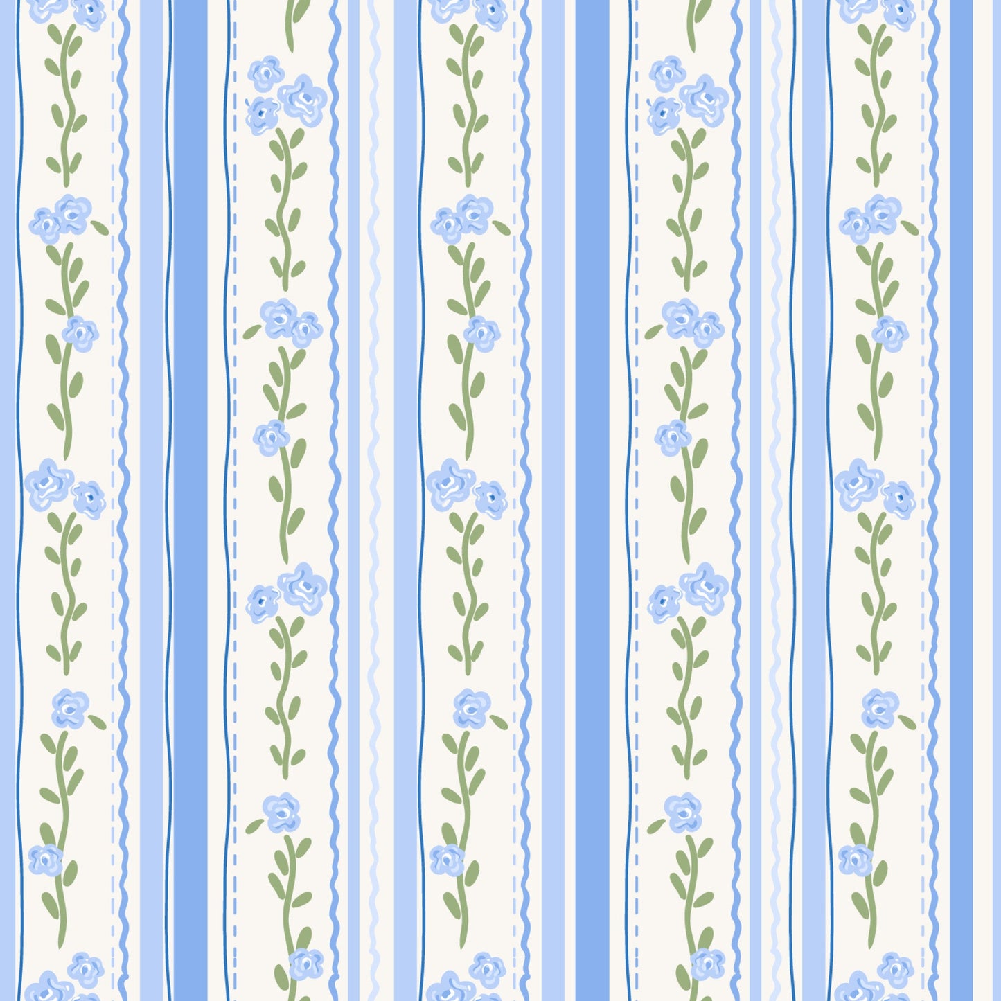 Rosey Blue Stripes Pattern 1 Quilting Cotton Fabric