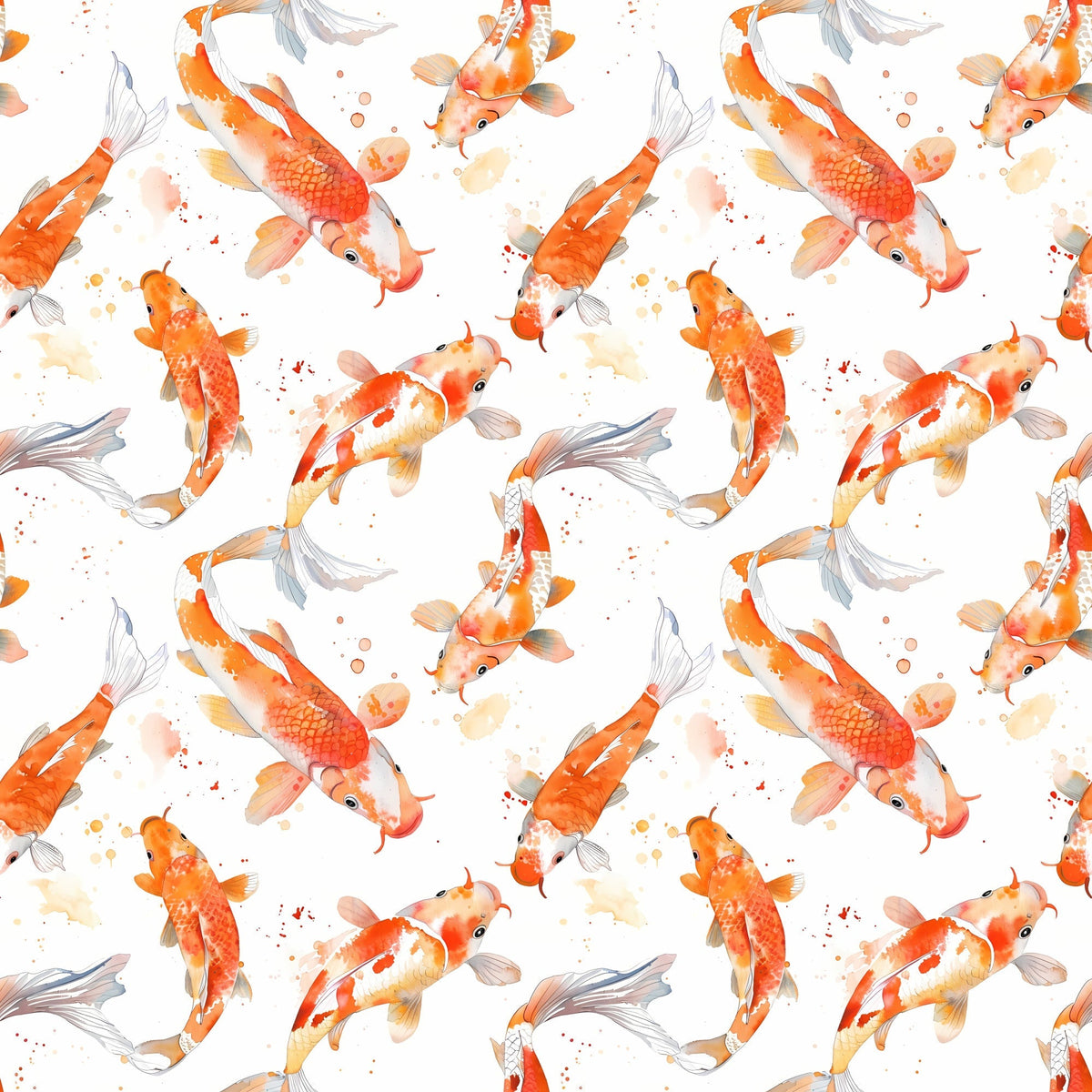 Painted Koi Pattern 12 Minky Fabric