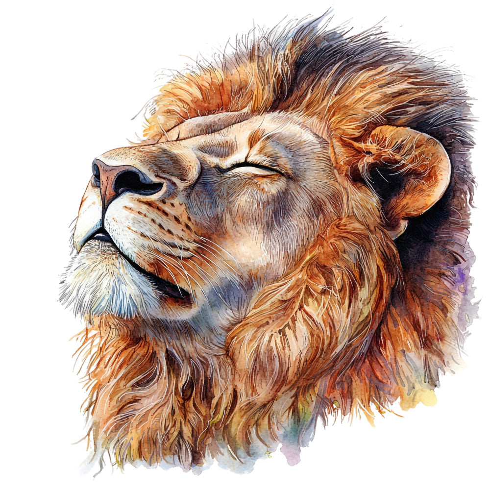 Watercolor Lion Fabric Panel 13