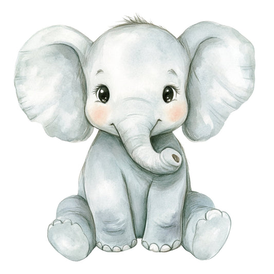 baby elephant, gray, soft gray, pale gray, light gray, whimsical, cute, animals, nursery, baby shower, gender neutral, sweet, gentle, adorable, children's, kids, storybook, illustration, watercolor, soft colors, blush pink, peach, pastel, baby quilt, nursery decor, wall hanging, baby bedding, woodland, innocent, playful