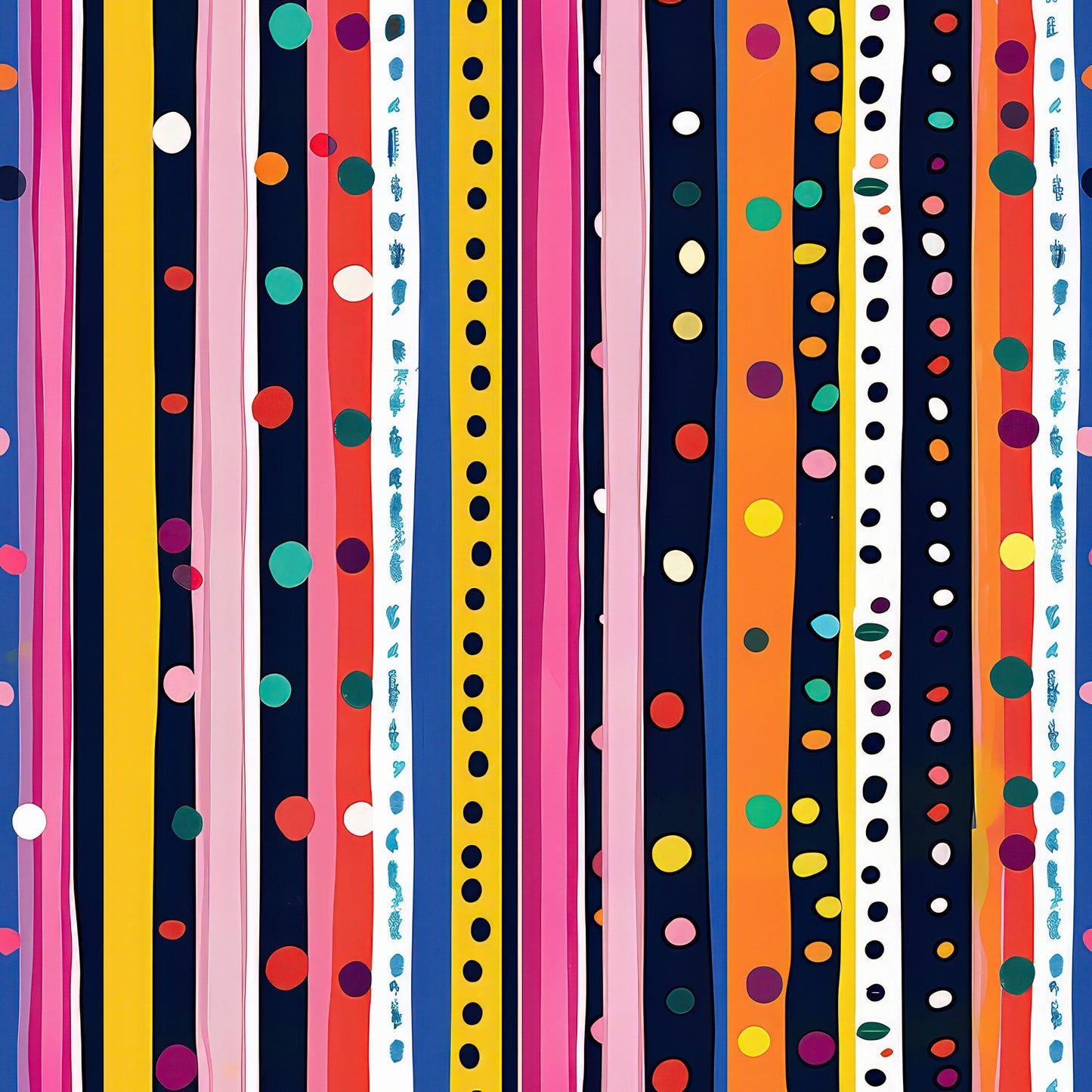 Colorful Stripes and Dots Pattern 4 Quilting Cotton Fabric