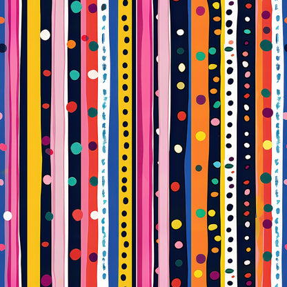 Colorful Stripes and Dots Pattern 4 Quilting Cotton Fabric