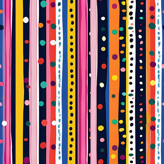 Colorful Stripes and Dots Pattern 4 Quilting Cotton Fabric