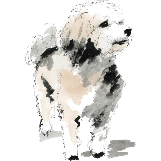 Handdrawn Doodle Dog Fabric Panel 39