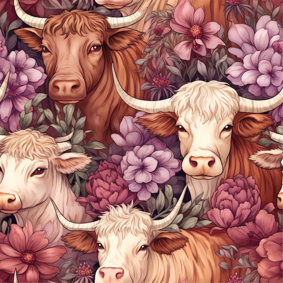Blooming Bovines Pattern 9 Minky Fabric