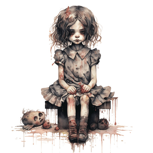 dark whimsical, gothic, creepy cute, muted earth tones, taupe, dusty brown, mauve, pale cream, rust red, dark academia, surreal, dark fantasy, children's illustration, haunting, macabre, vintage storybook, gothic fantasy, dark illustration, spooky, eerie, mysterious, dramatic drips, paint splatter, watercolor effect, moody, atmospheric, alternative fashion, dark whimsy