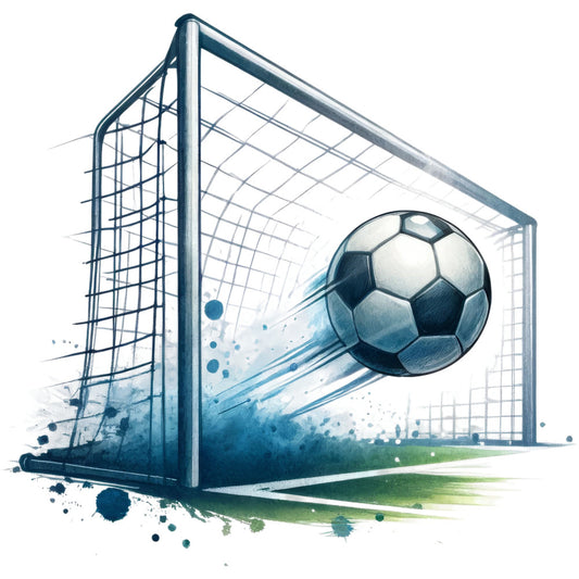 soccer, football, sports, goal, net, ball, motion, action, dynamic, blue, navy, white, green, grass field, athletic, modern, youth, kids, boys, watercolor, splatter, abstract, sports theme, recreational, game day, team spirit, masculine, energetic