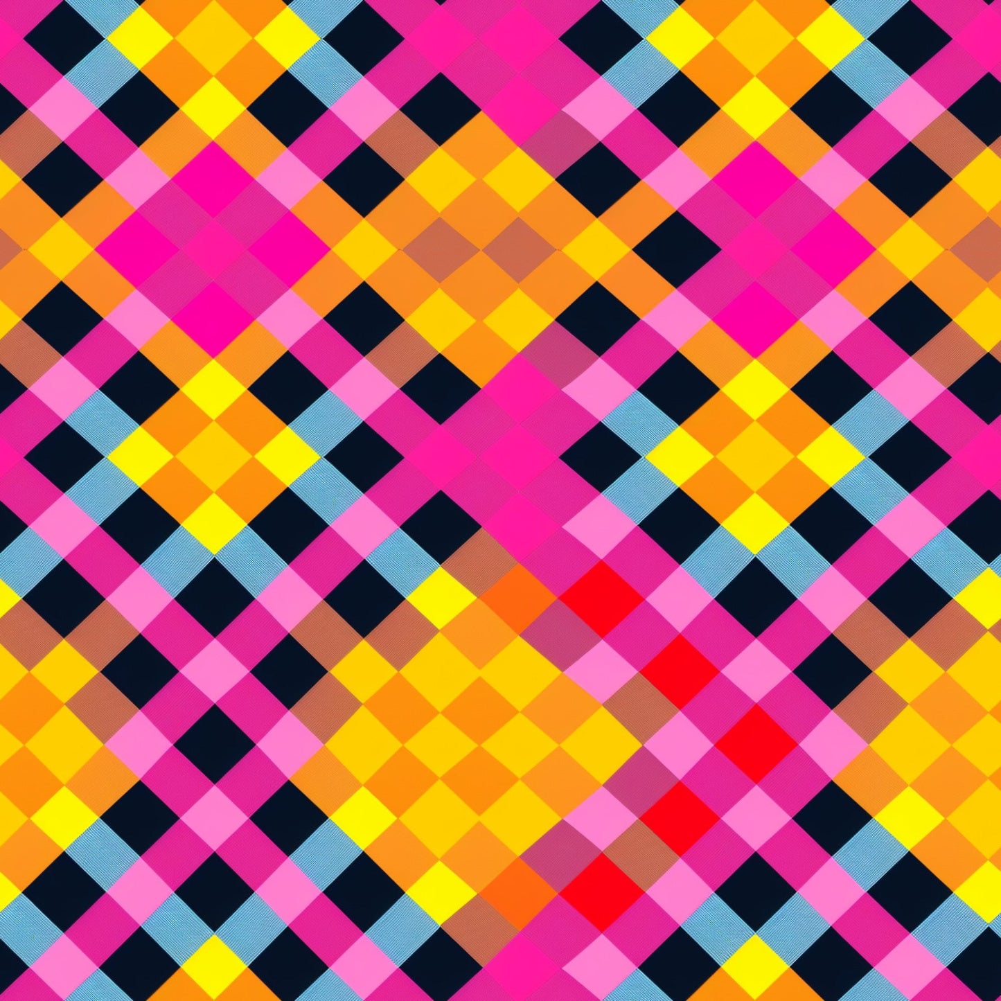 Neon Gingham Pattern 16 Quilting Cotton Fabric