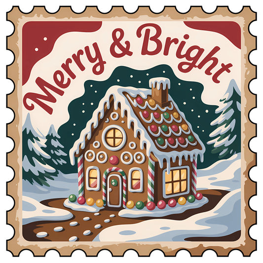 Vintage Christmas Stamps Fabric Panel 46