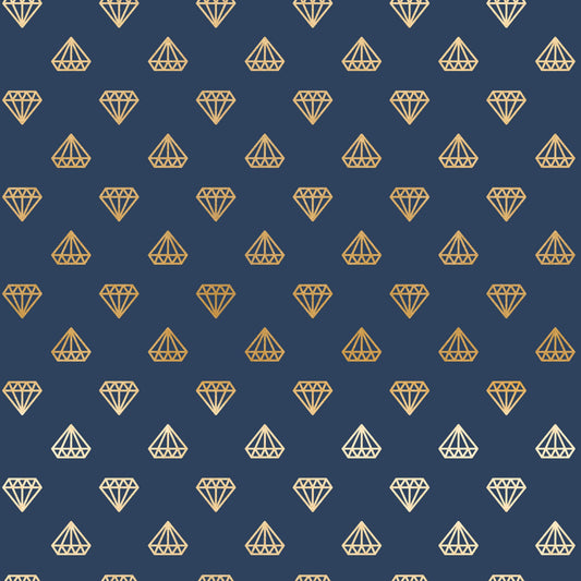 Navy and Gold Celebration Pattern 3 Quilting Cotton Fabric