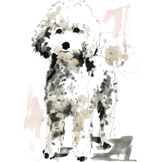 Handdrawn Doodle Dog Fabric Panel 37