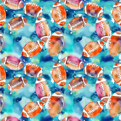 Watercolor Football Pattern 12 Quilting Cotton Fabric
