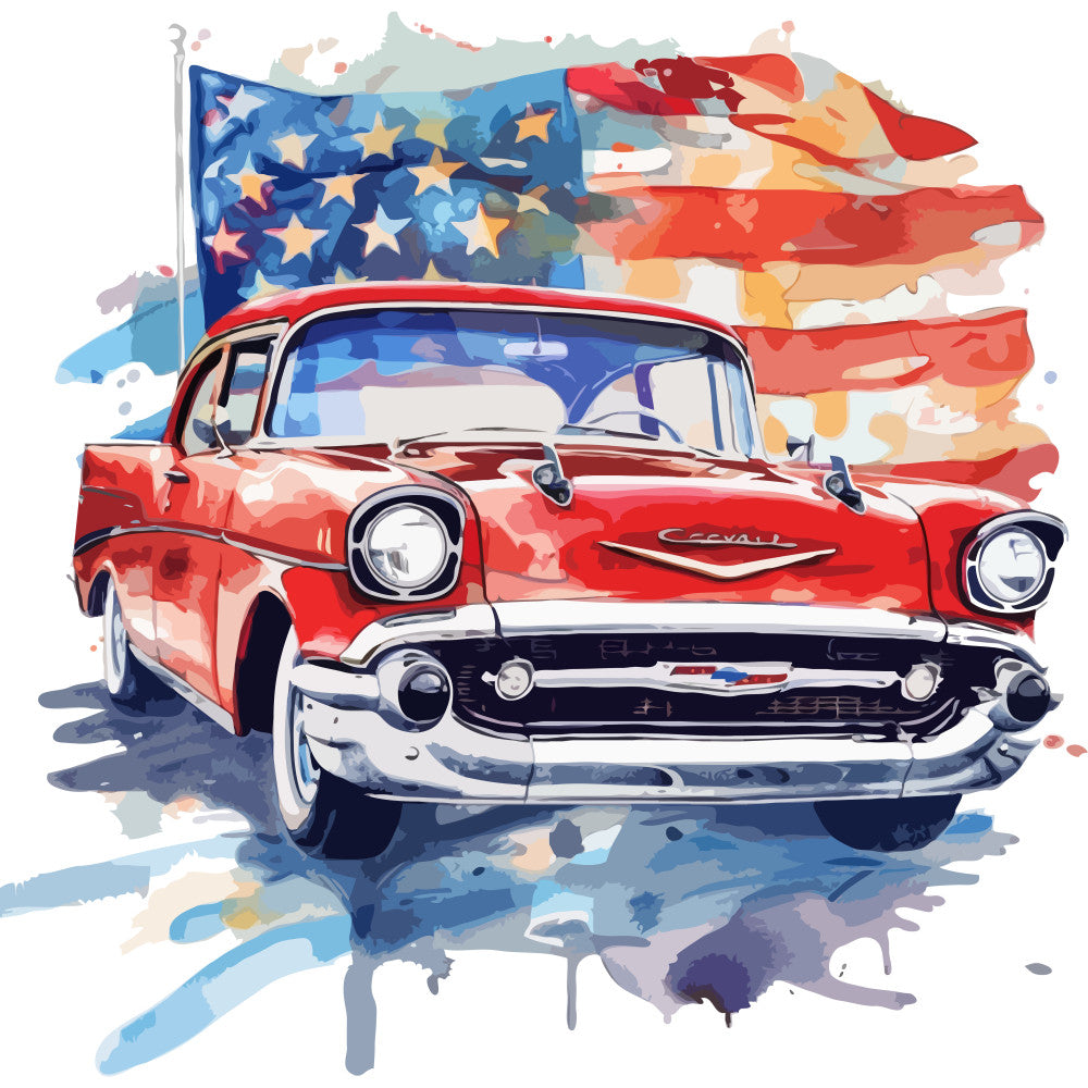 Watercolor 4th of July Fabric Panel 17