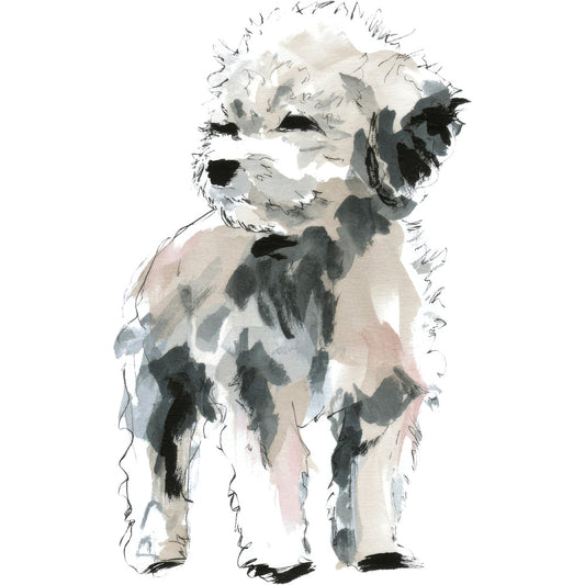 Handdrawn Doodle Dog Fabric Panel 59