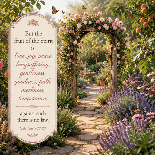 garden, floral, inspirational, scripture, biblical verse, butterfly, lavender, pink roses, stone pathway, archway, nature, spring, summer, elegant, romantic, vintage garden, botanical, faith-based, religious, motivational quote, dusty rose, sage green, cottage garden, whimsical, traditional, peaceful, serene, home decor, wall hanging, panel quilt