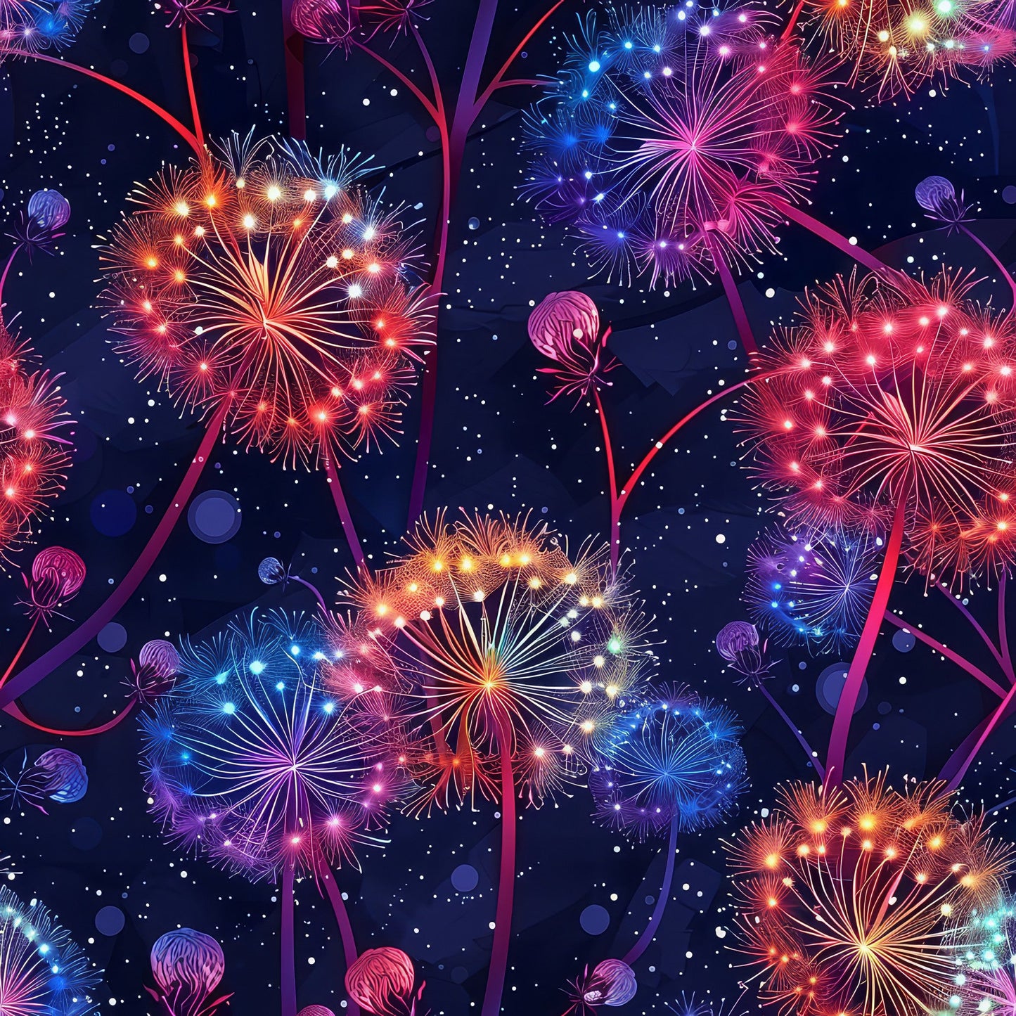 Midnight Dandelions Pattern 7 Quilting Cotton Fabric