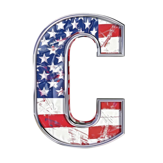 Grunge American Flag Alphabet Fabric Panel 10