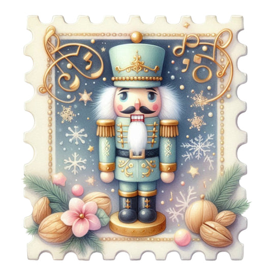 Nutcracker Postage Stamps Fabric Panel 9