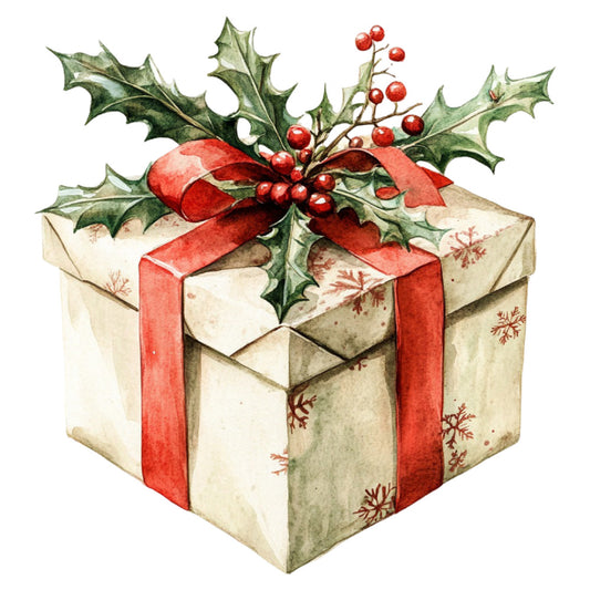 Watercolor Christmas Scene Fabric Panel 9