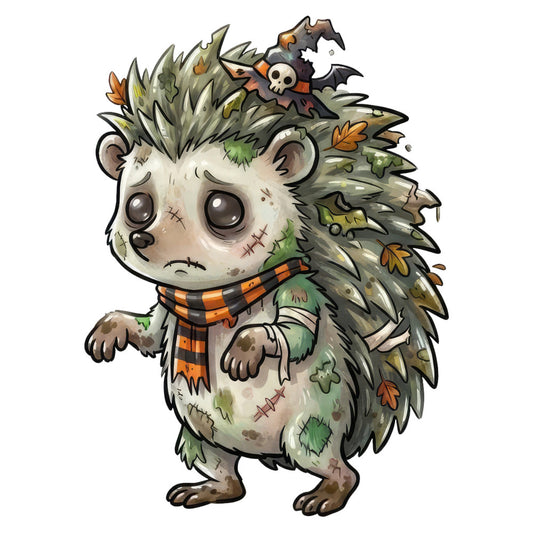 halloween, autumn, fall, spooky, cute, whimsical, creature, monster, hedgehog, bat, skull, orange, cream, olive green, sage green, tan, brown, forest green, moss green, striped, plaid, nature, woodland, rustic, folk art, charming, playful, costume, gothic, dark fantasy
