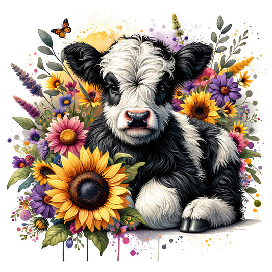 Fancy Highland Cows Fabric Panel 16