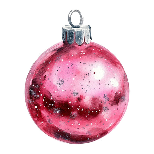 Watercolor Christmas Ornaments Fabric Panel 4
