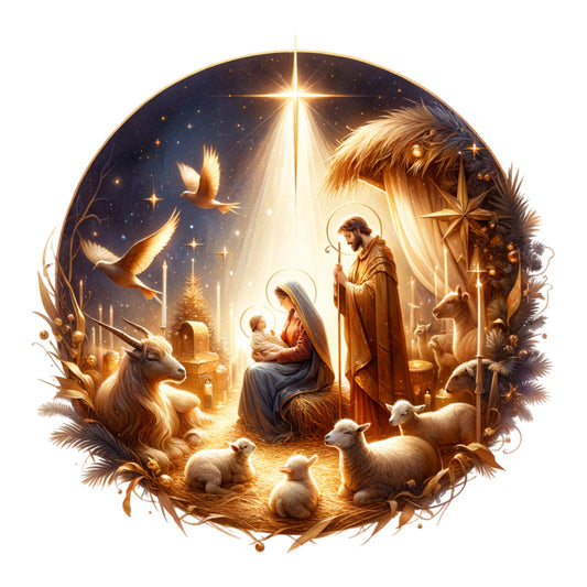 Golden Nativity Fabric Panel 7