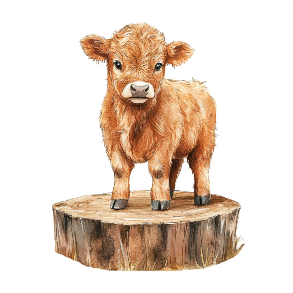 Cute Western Highland Cow Fabric Panel 19