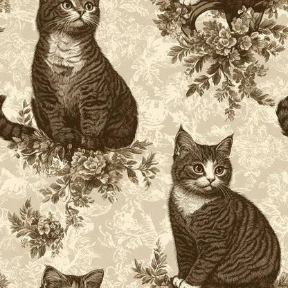 Sepia Kitten Toile Pattern 5 Minky Fabric