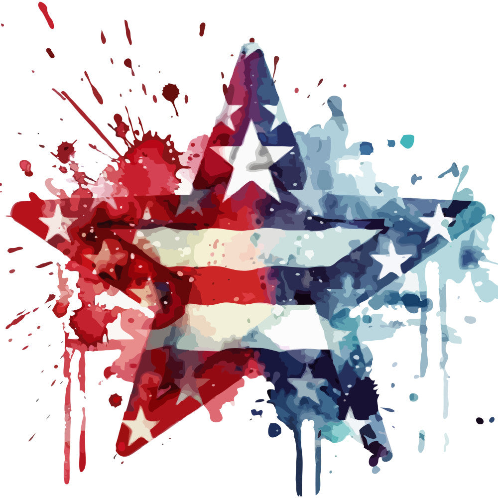 Watercolor 4th of July Fabric Panel 12