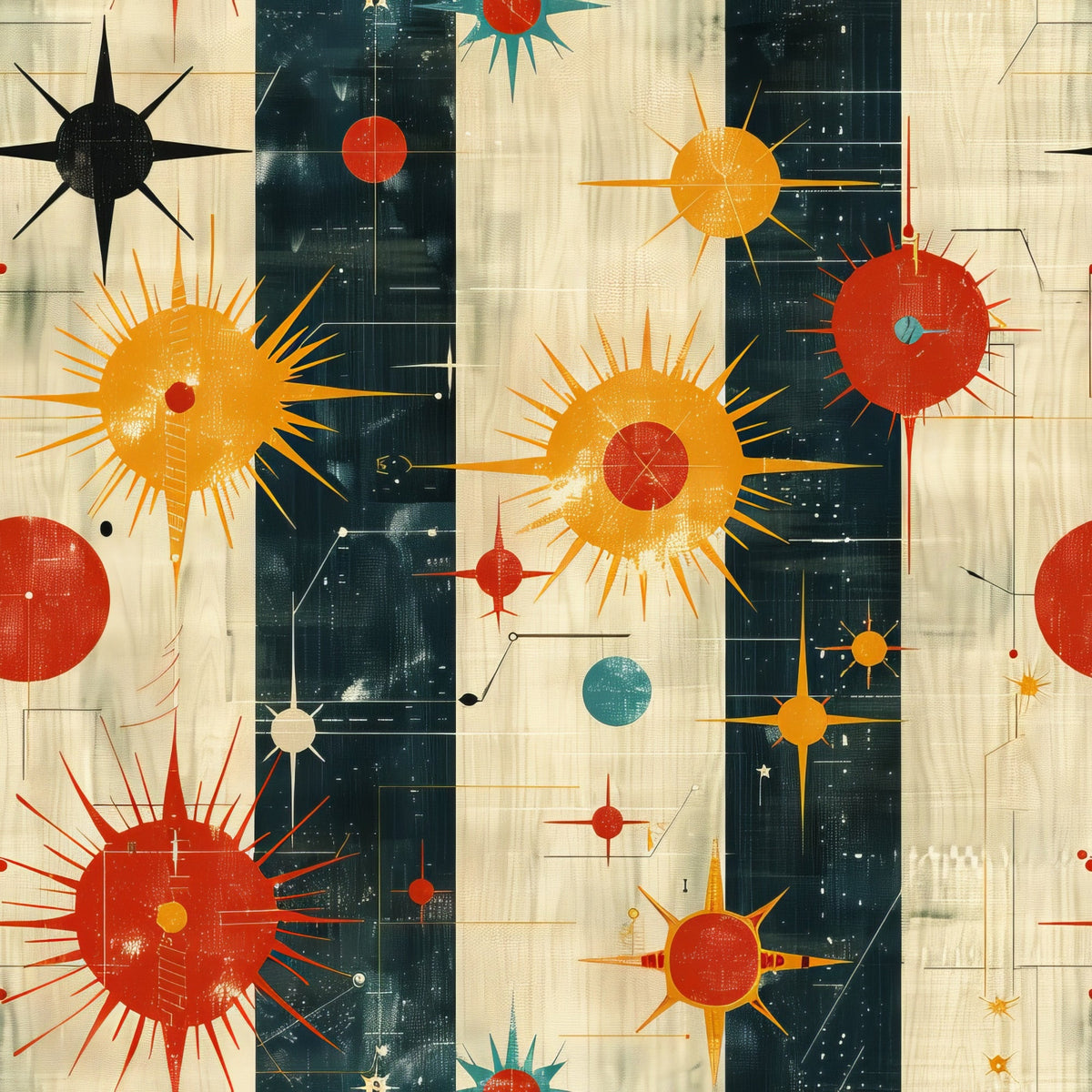 Midcentury Cosmos Pattern 15 Minky Fabric
